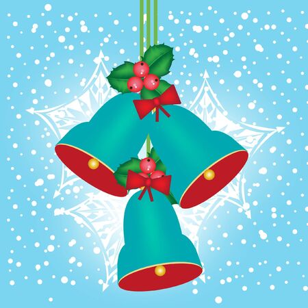 blue red christmas bellsのイラスト素材
