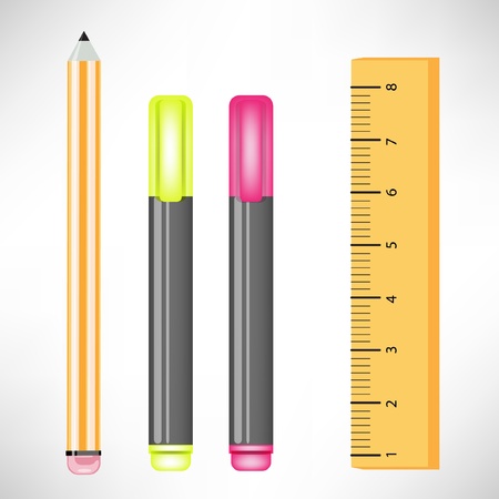markers pencil and rulersのイラスト素材