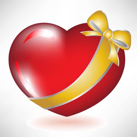 red heart with golden bowのイラスト素材