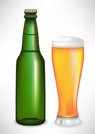 beer bottle and glassのイラスト素材