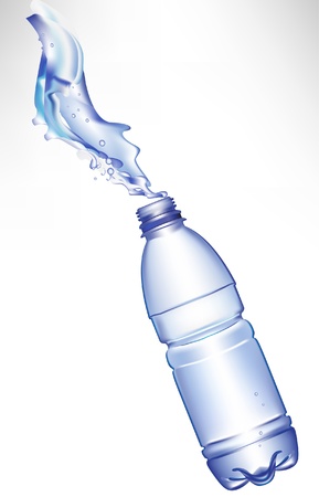 pouring fresh water in bottleのイラスト素材