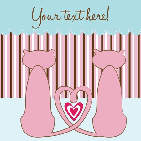 two cats in love romantic cardのイラスト素材