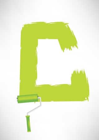 typographic letter C with paint roller traceのイラスト素材