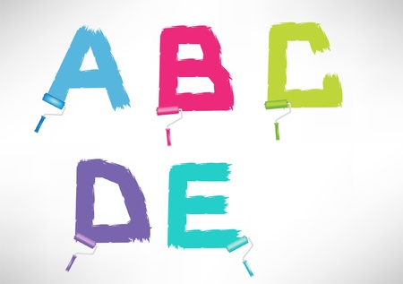 typographic alphabe made with paint brush rollerのイラスト素材