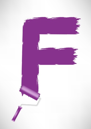 typographic letter F made with roller paint toolのイラスト素材