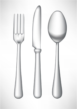 fork, spoon and knife isolatedのイラスト素材