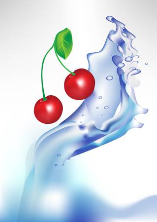 watersplash with fresh cherryのイラスト素材