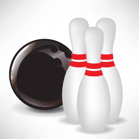 three bawling pins in front of ballのイラスト素材