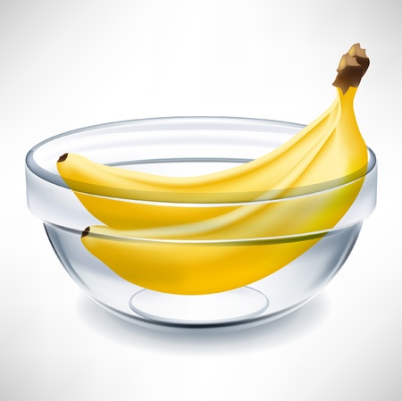 bananas in transparent bowl isolatedのイラスト素材