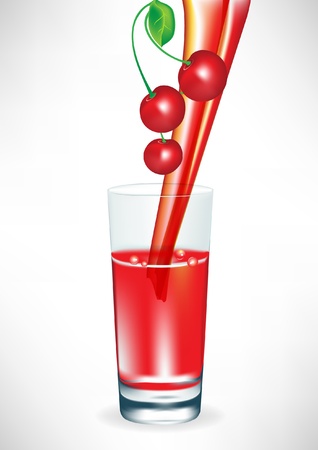fresh cherry juice pouring in glassのイラスト素材