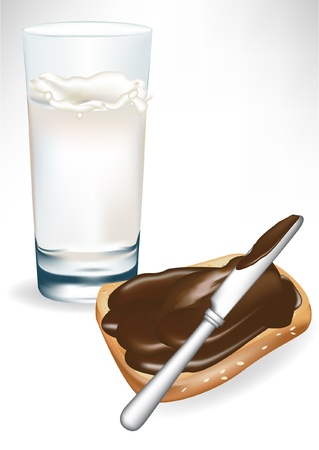 milk and toast isolated on whiteのイラスト素材