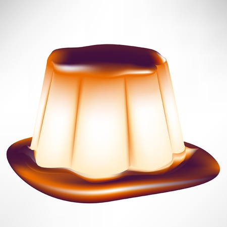 simple caramel custard isolated on whiteのイラスト素材