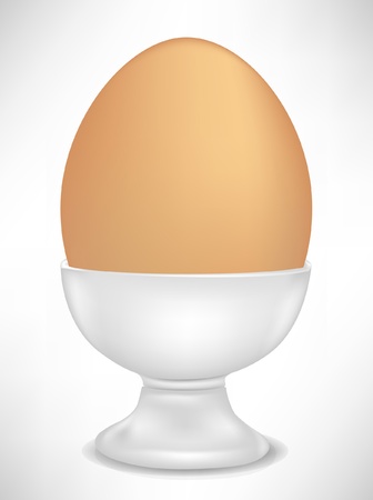 egg in porcelain cup isolated on whiteのイラスト素材