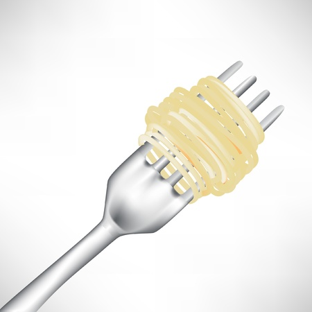 simple spaghetti on fork isolated on whiteのイラスト素材