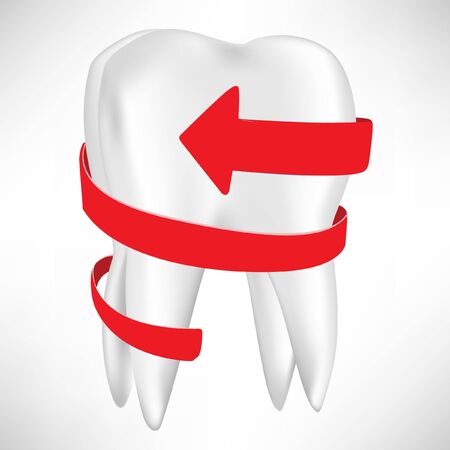 tooth with red arrow isolated on whiteのイラスト素材