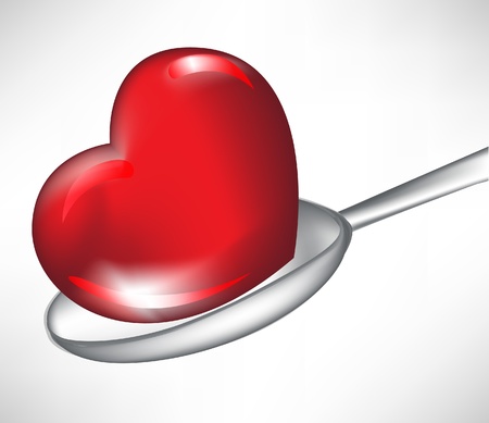 heart in spoon isolated on whiteのイラスト素材