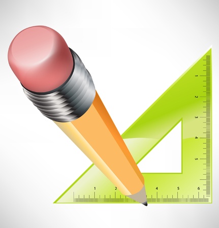 pencil and ruler icons isolated on white backgroundのイラスト素材