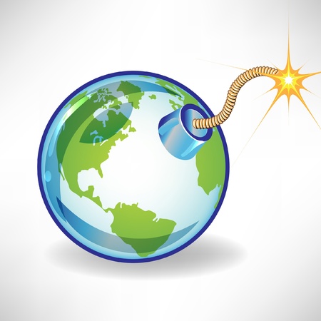 bomb earth globe concept isolated on white backgroundのイラスト素材
