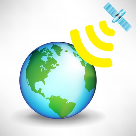 satellite and earth globe のイラスト素材