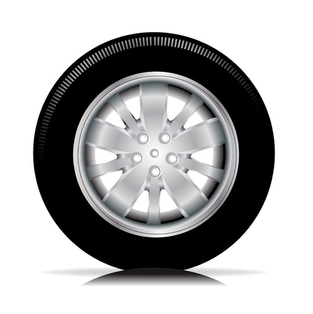 single isolated tire car wheel on whiteのイラスト素材