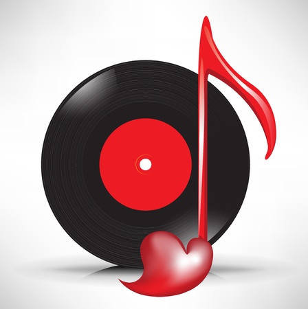 compact disc and love musical key note iconのイラスト素材
