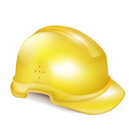 single yellow hard construction helmet/cap on whiteのイラスト素材