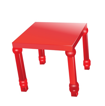 red decorative coffe table illustration on whiteのイラスト素材