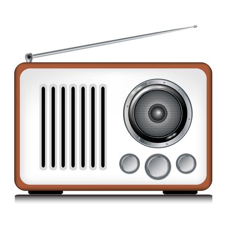 single retro radio player on whiteのイラスト素材