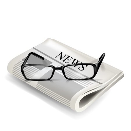 reading glasses and newspaper isolated on whiteのイラスト素材