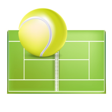 tennis field and ball isolated on whiteのイラスト素材