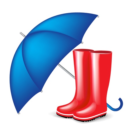 red rubber boots with blue isolatedのイラスト素材