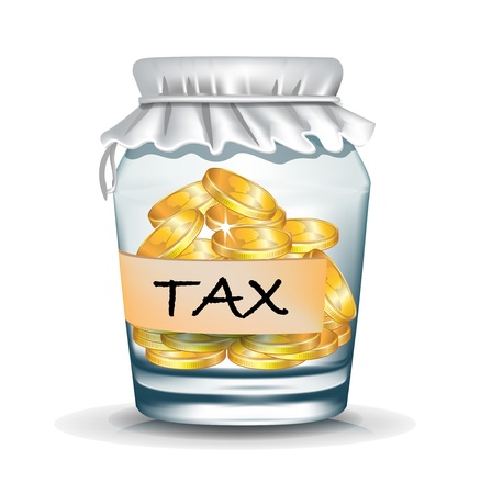 jar with coins isolated on white; tax conceptのイラスト素材