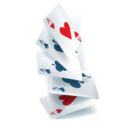 playing card falling isolated on white