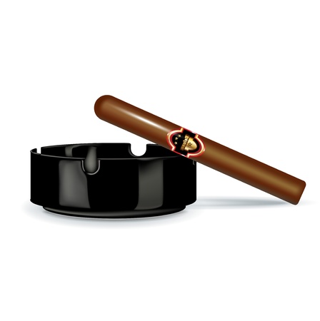 cigar and ashtray isolated on white backgroundのイラスト素材