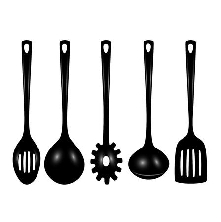 different kitchen utensils isolated on whiteのイラスト素材