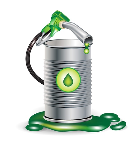 gas pump nozzle with green oil barrel isolatedのイラスト素材