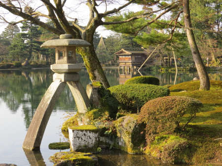 Japanese garden in Kanazawaのeditorial素材