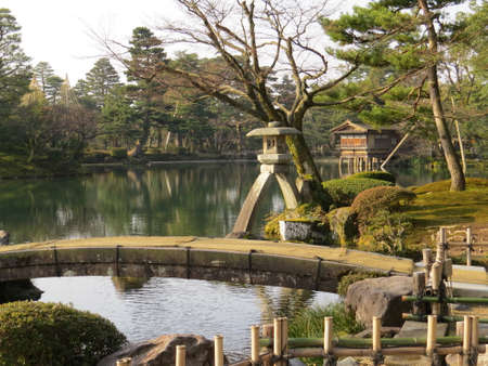 Japanese garden in Kanazawaのeditorial素材