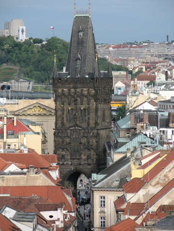 View of the Powder Tower in Prague, Czech Republicのeditorial素材