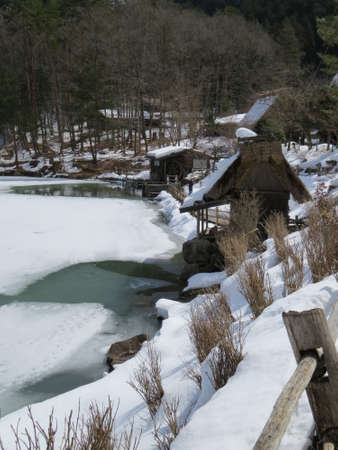 Hida Folk Village in the Japanese mountains near Takayamaの写真素材