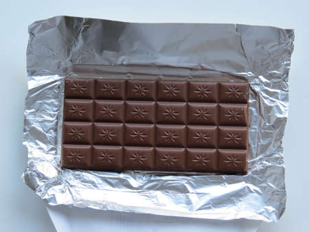 Bar of chocolate in its wrapper