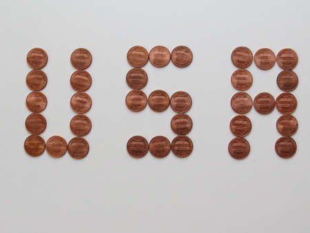 USA written using one cent coins