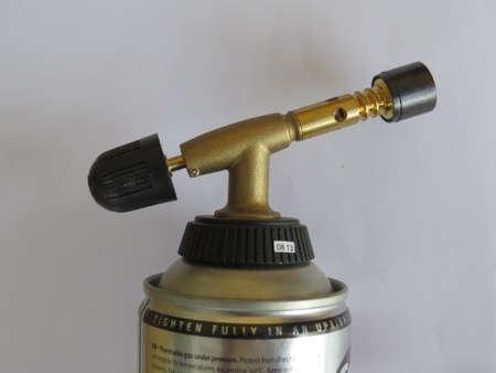 Close up of a blowtorch used in plumbing workの写真素材