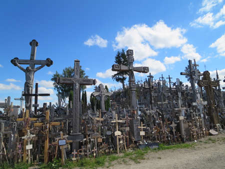Hill of Crosses is a small hill in Lithuania where people have left crosses for the last couple of hundred years. Why this practice started is uncertain.の写真素材