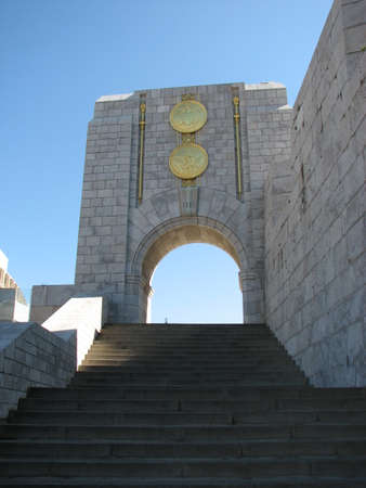 Arch erected by the Americans on Gibraltar in memory of the men who served in the American and British navies during World War 2のeditorial素材