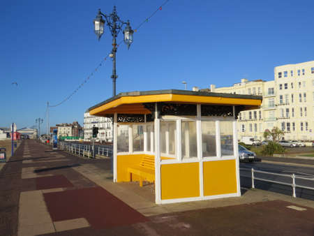 Shelter on the promenade of Southsea seafront.のeditorial素材