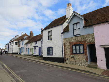 Street leading to the harbour in Emsworth, UK.の写真素材