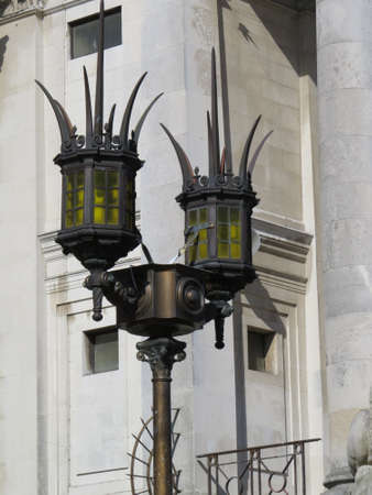 Decorative lamp post outside the guildhall in Portsmouth, UK.のeditorial素材
