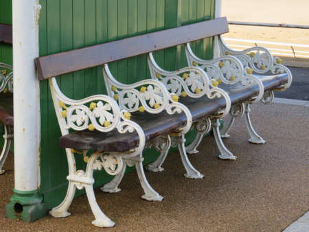 Ornate bench on the promenade at Blackpool.の写真素材