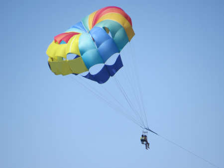 Paragliding over the water of Sliema harbour, Malta.の写真素材